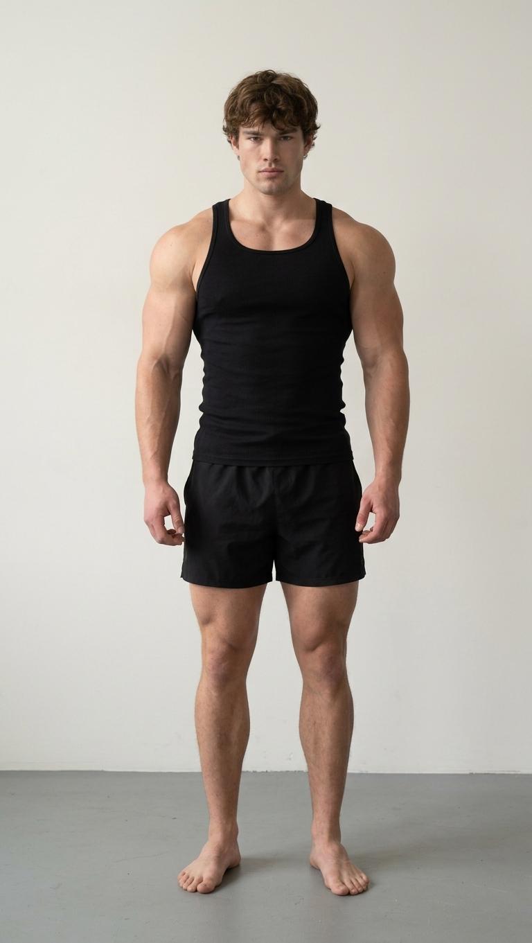 The front capture from the sample report, with the shoulder landmarks marked
